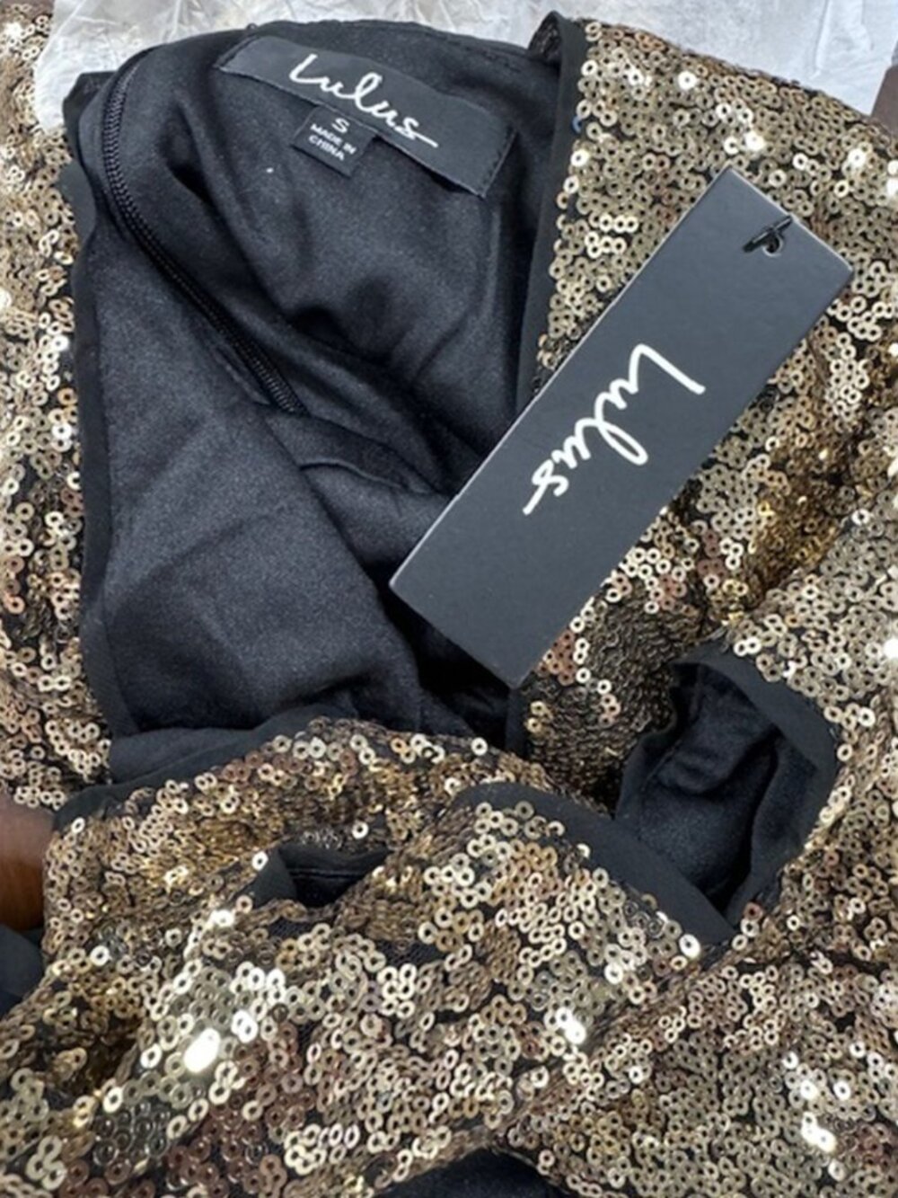 Lulus Larsa Gold Sequin Backless Mini Dress NWT - Picture 7 of 9